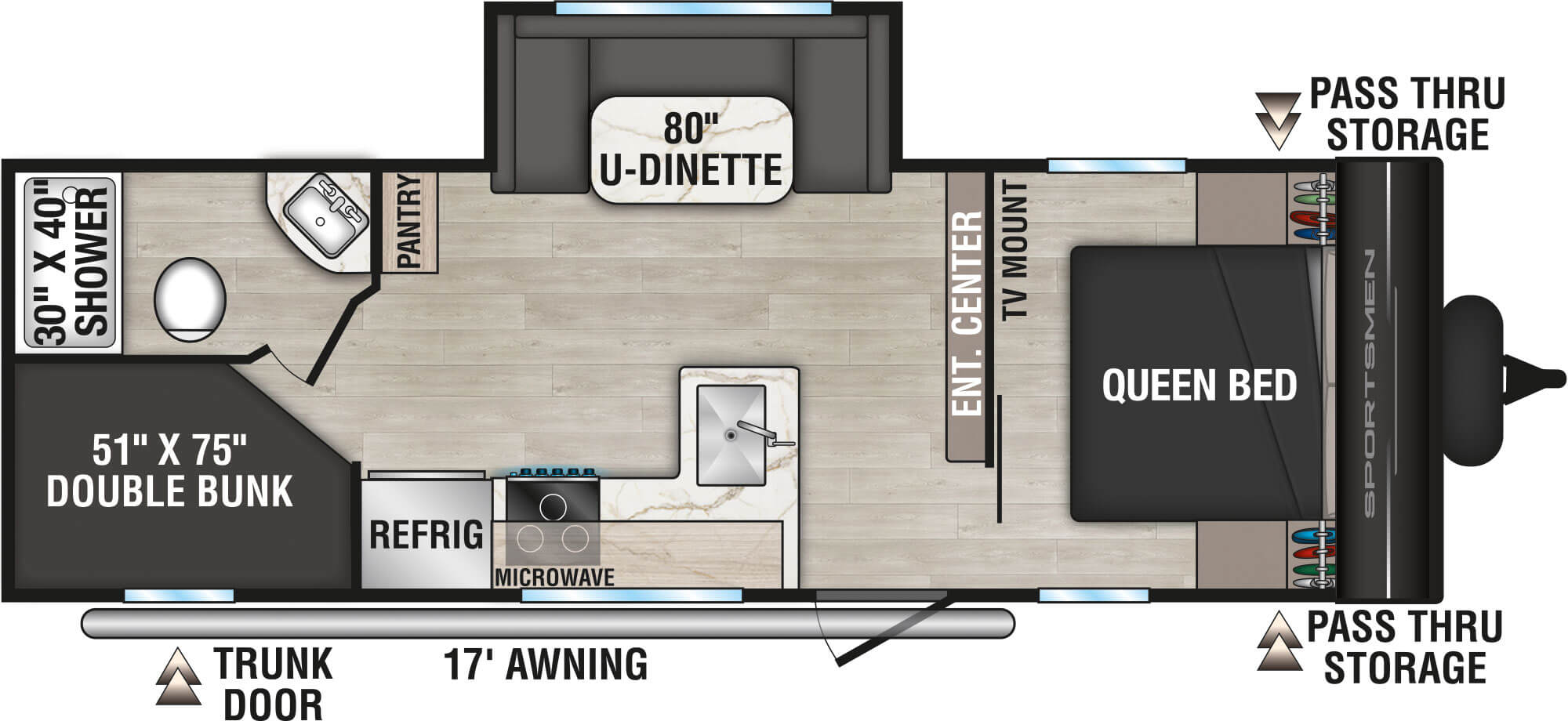 2027 KZ RV Sportsmen Select 241BHSL Travel Trailer Floorplan