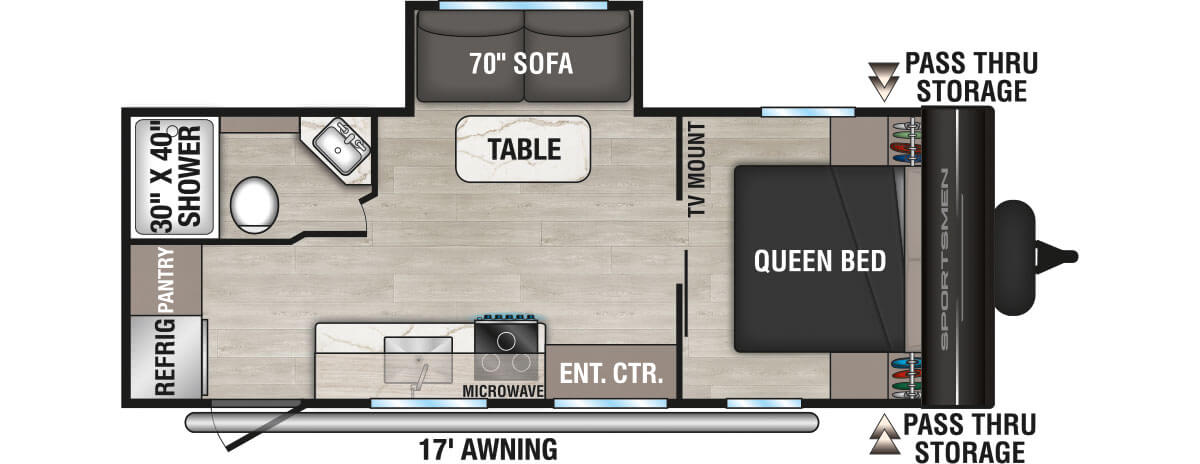 2027 KZ RV Sportsmen Select 221RKSL Travel Trailer Floorplan