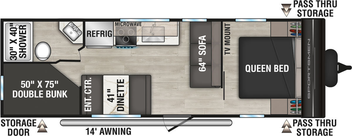 2027 KZ RV Sportsmen Select 260BHSL Travel Trailer Floorplan