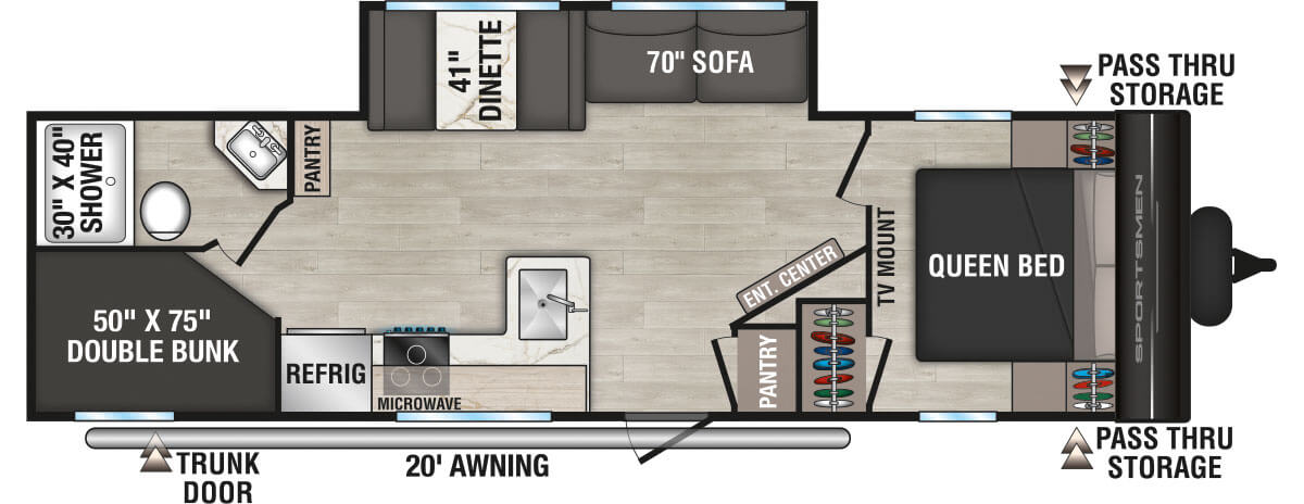 2027 KZ RV Sportsmen Select 271BHSL Travel Trailer Floorplan