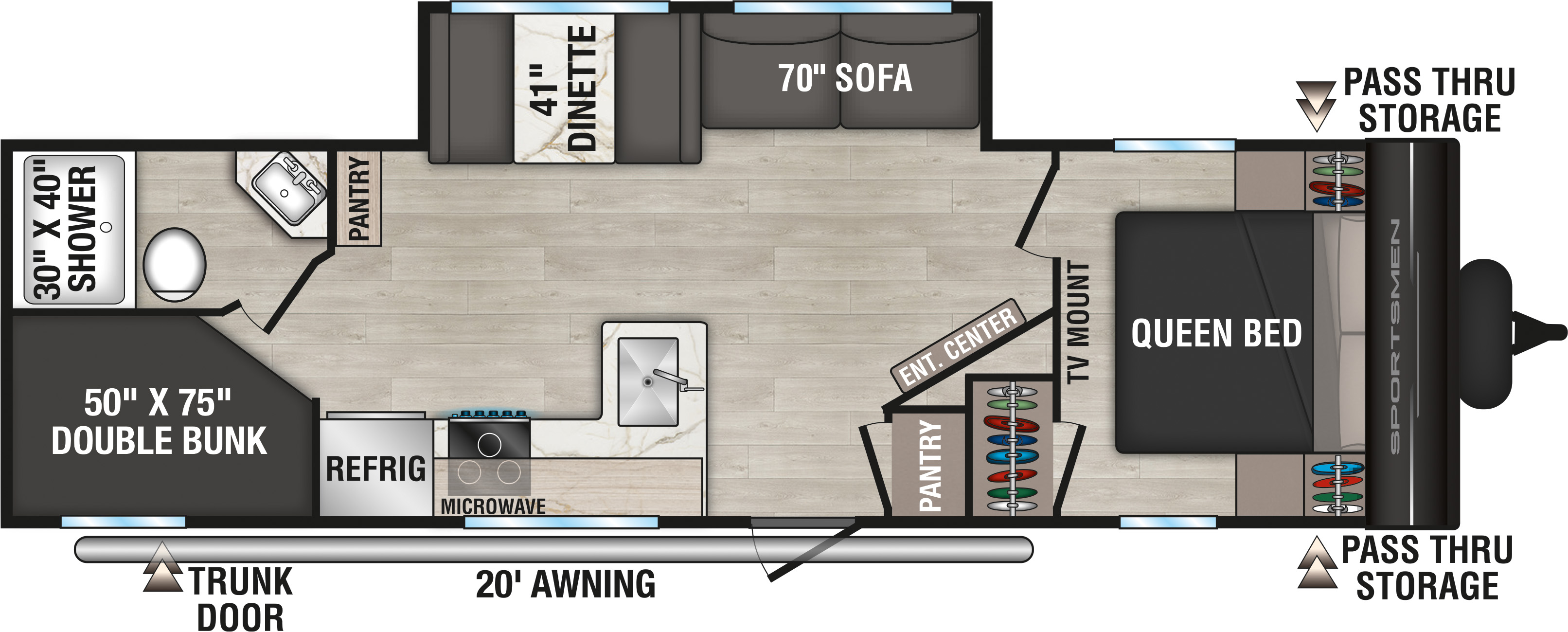 2027 KZ RV Sportsmen Select 271BHSL Travel Trailer Floorplan