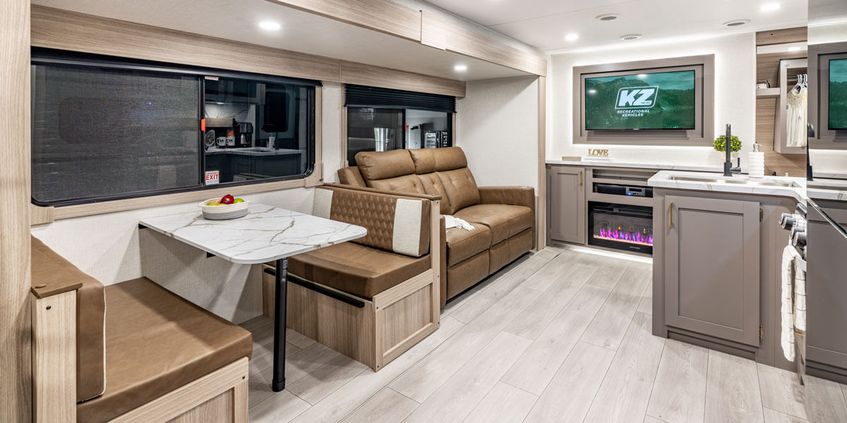 2026 KZ RV Sportsmen SE 261BHKSE Travel Trailer Dinette and Theater Seating