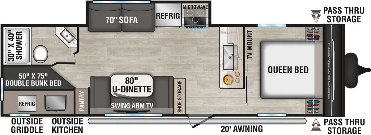 2027 KZ RV Sportsmen 291BHK Travel Trailer Floorplan