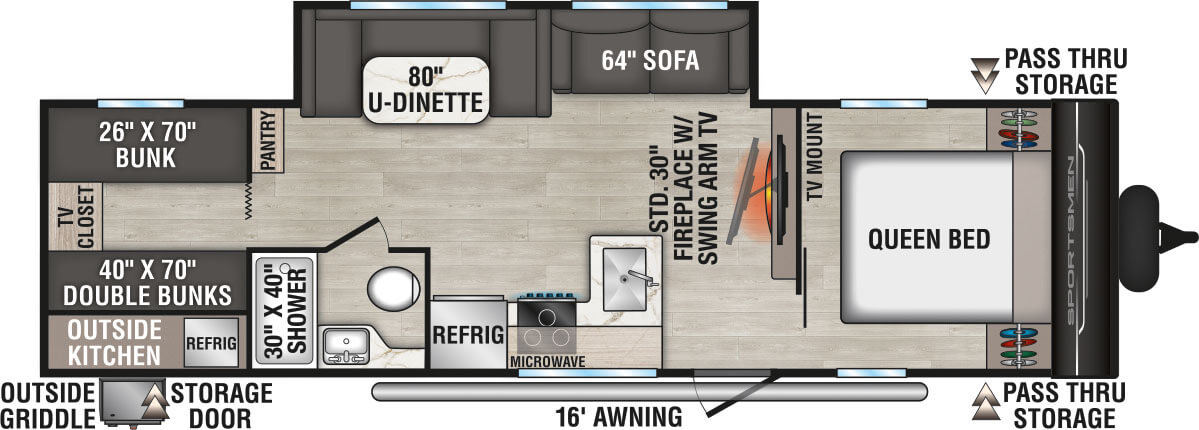 2027 KZ RV Sportsmen 301BHK Travel Trailer Floorplan