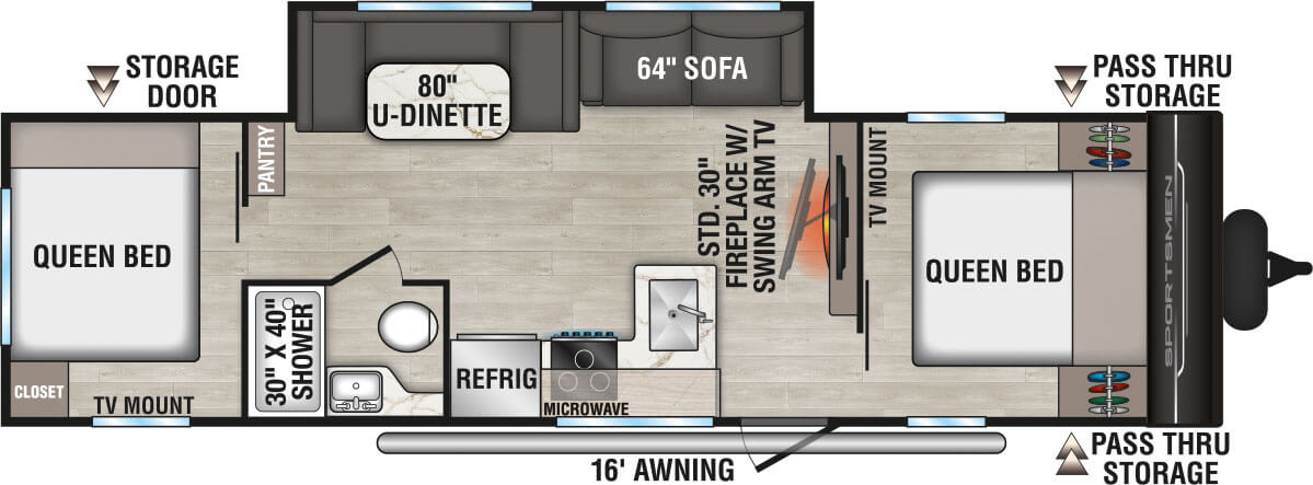 2027 KZ RV Sportsmen 301DB Travel Trailer Floorplan