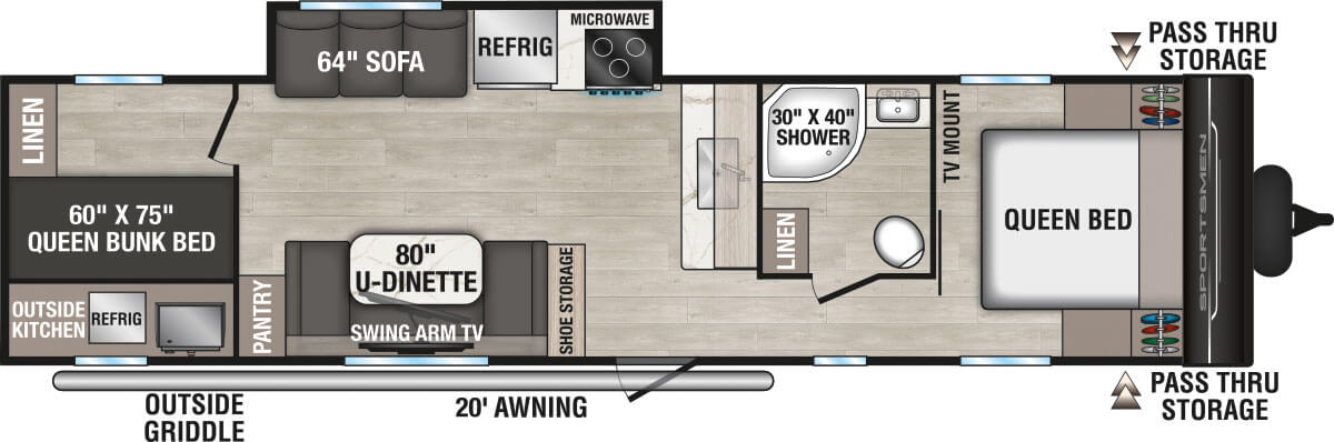 2027 KZ RV Sportsmen 321BHK Travel Trailer Floorplan