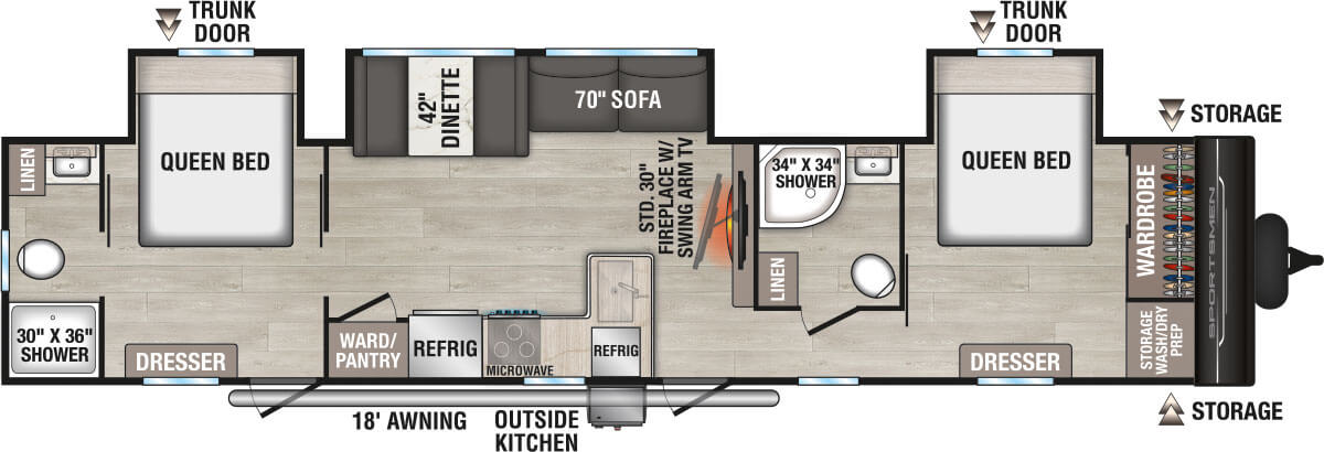 2027 KZ RV Sportsmen 383DBK Travel Trailer Floorplan