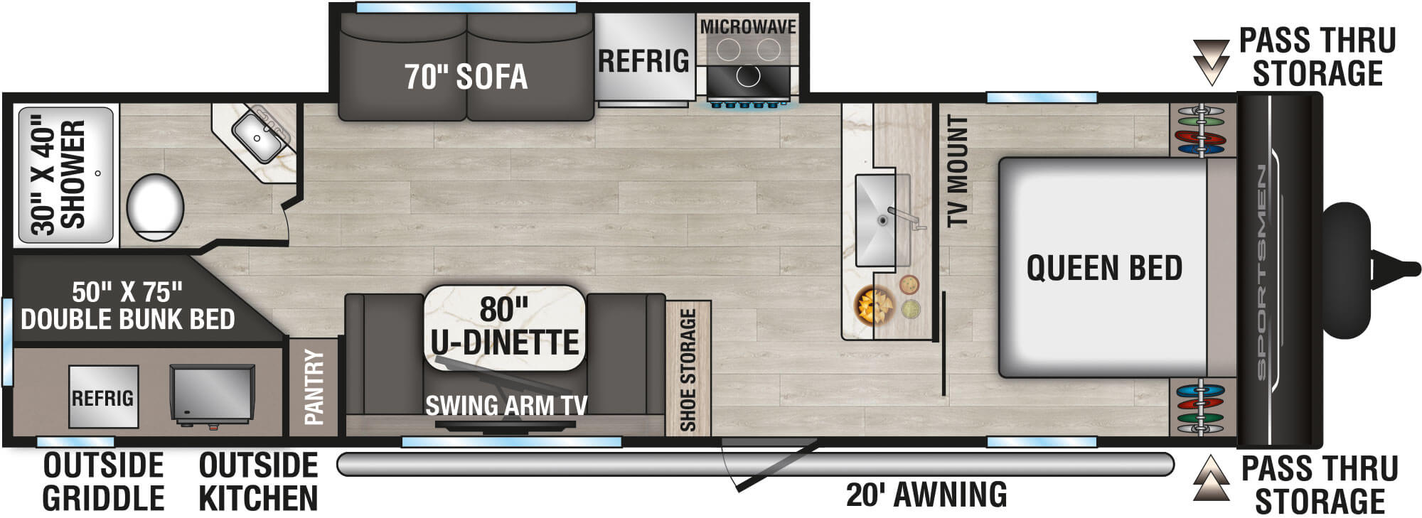 2027 KZ RV Sportsmen 291BHK Travel Trailer Floorplan
