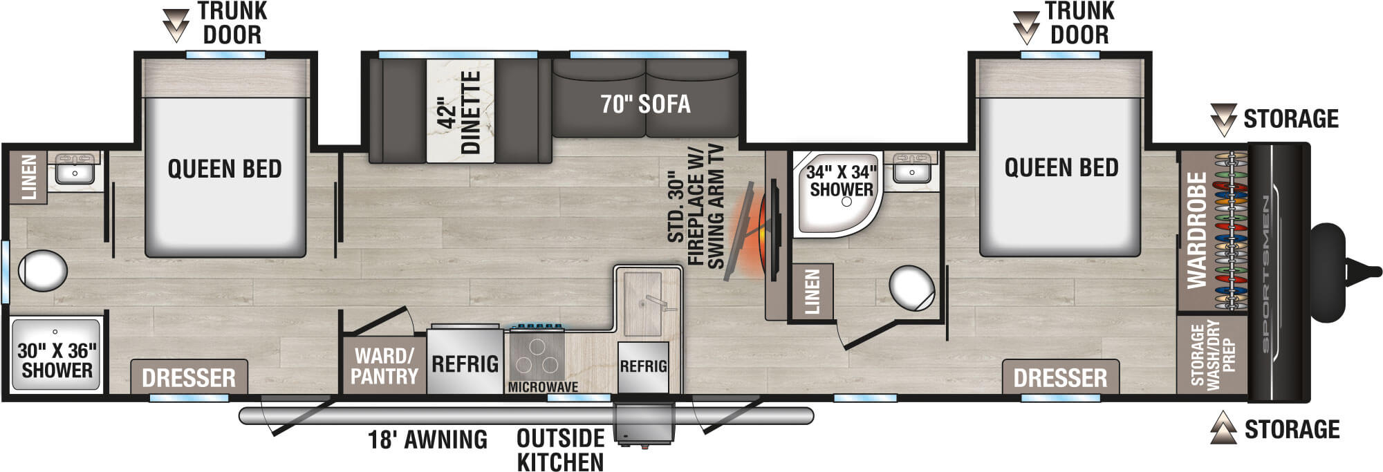 2027 KZ RV Sportsmen 383DBK Travel Trailer Floorplan