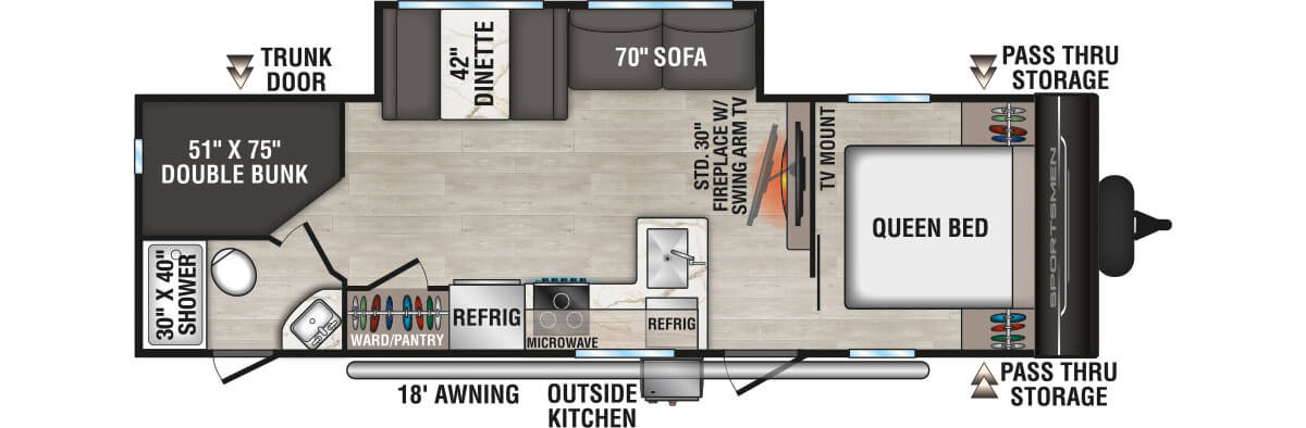 2027 KZ RV Sportsmen 261BHK Travel Trailer Floorplan