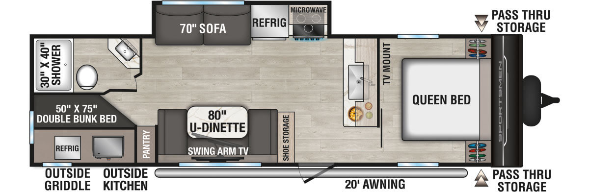 2027 KZ RV Sportsmen 291BHK Travel Trailer Floorplan
