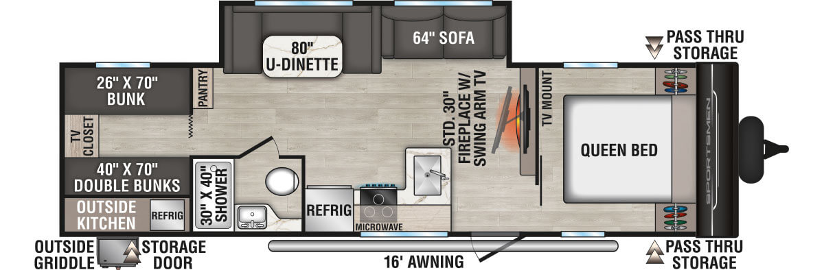 2027 KZ RV Sportsmen 301BHK Travel Trailer Floorplan