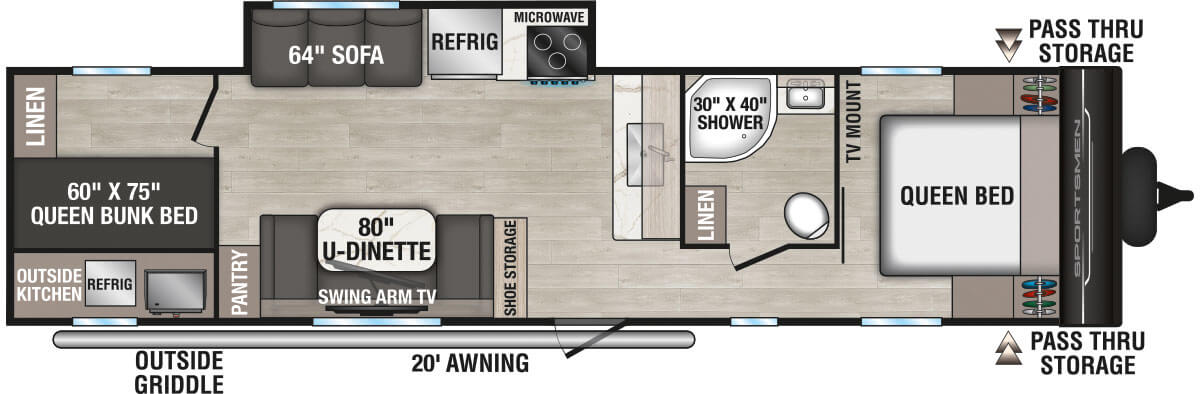 2027 KZ RV Sportsmen 321BHK Travel Trailer Floorplan