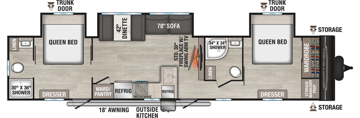 2027 KZ RV Sportsmen 383DBK Travel Trailer Floorplan