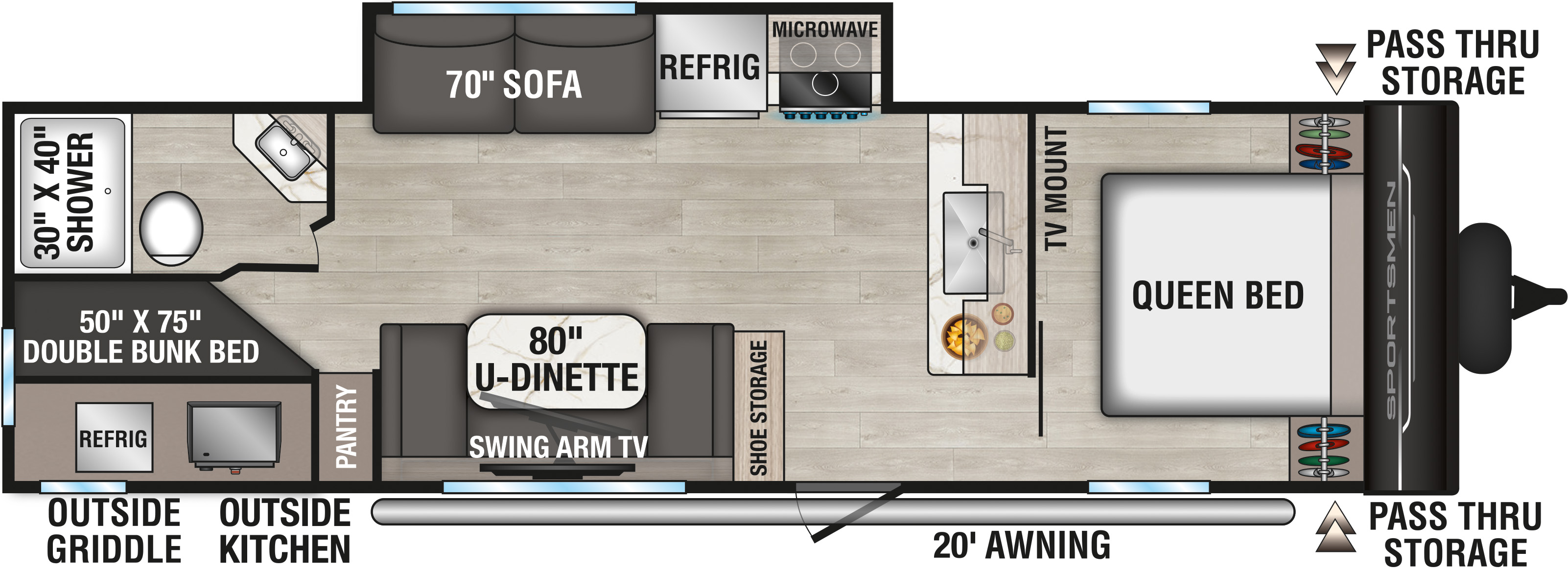 2027 KZ RV Sportsmen 291BHK Travel Trailer Floorplan