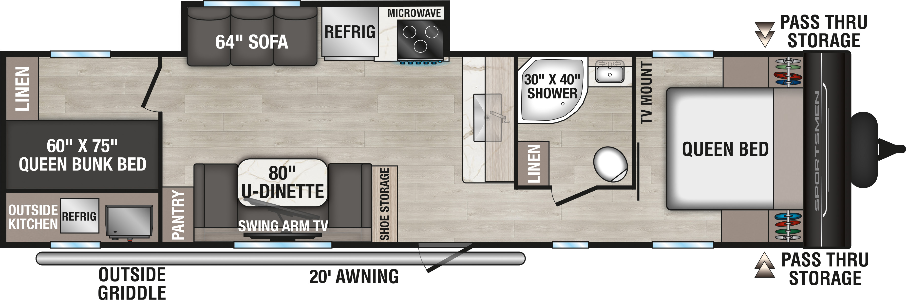 2027 KZ RV Sportsmen 321BHK Travel Trailer Floorplan