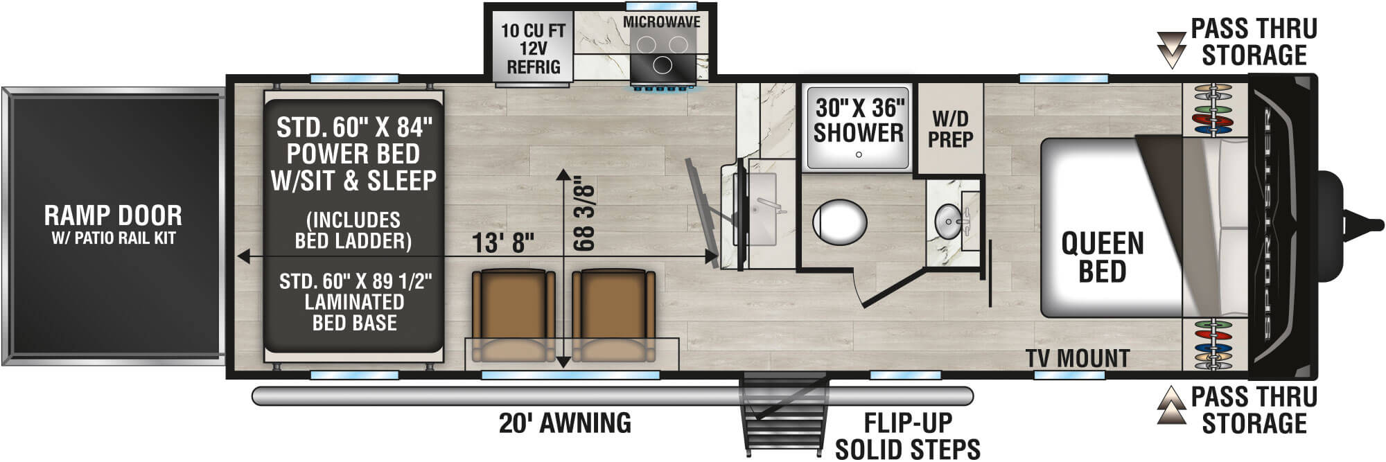 2026 KZ RV Sportster X 26X Travel Trailer Toy Hauler Floorplan