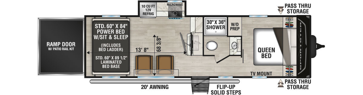 2026 KZ RV Sportster X 26X Travel Trailer Toy Hauler Floorplan