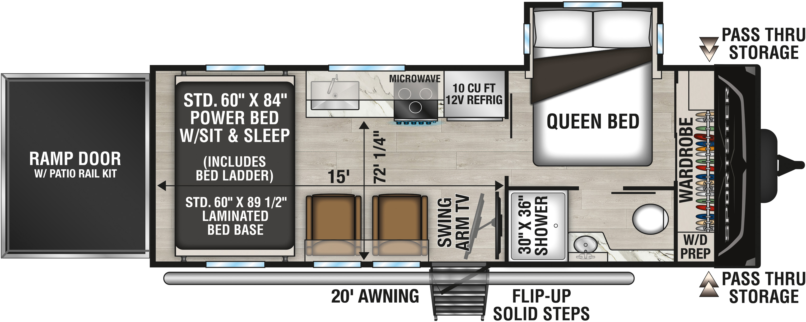 2026 KZ RV Sportster X 22X Travel Trailer Toy Hauler Floorplan
