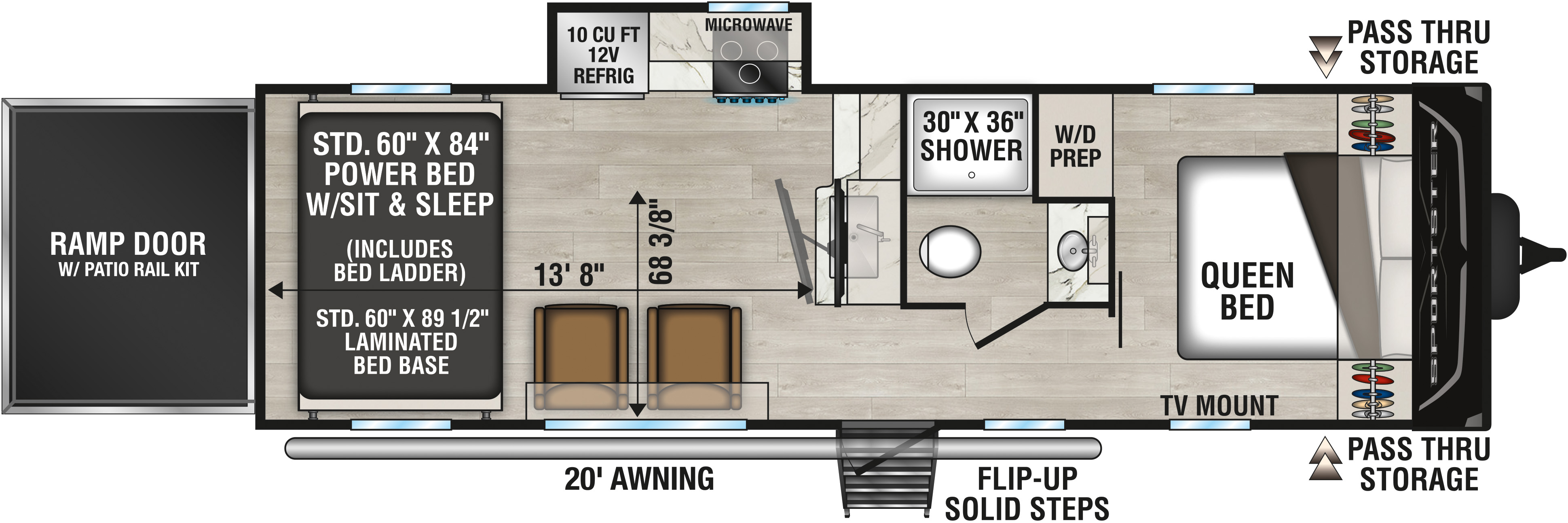 2026 KZ RV Sportster X 26X Travel Trailer Toy Hauler Floorplan
