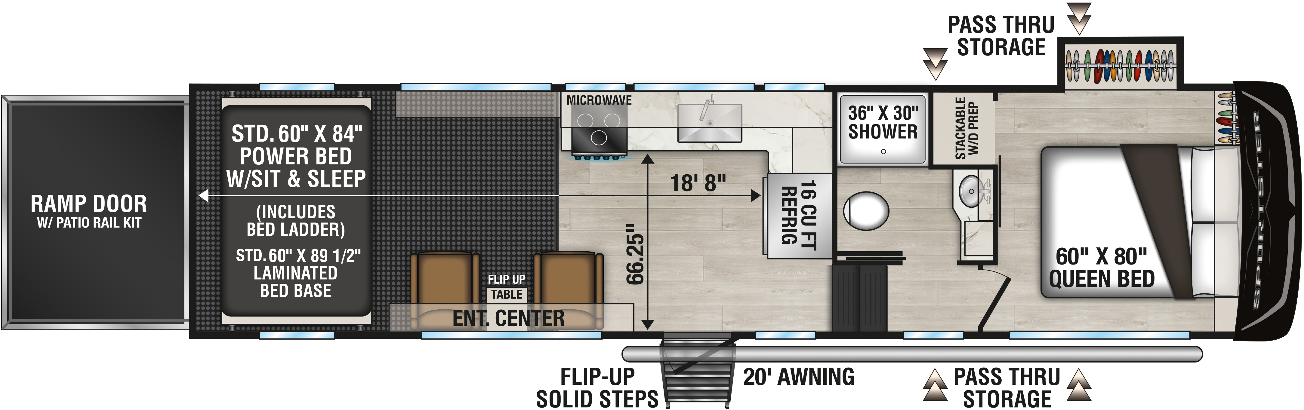 2026 KZ RV Sportster X 3018X Fifth Wheel Toy Hauler Floorplan