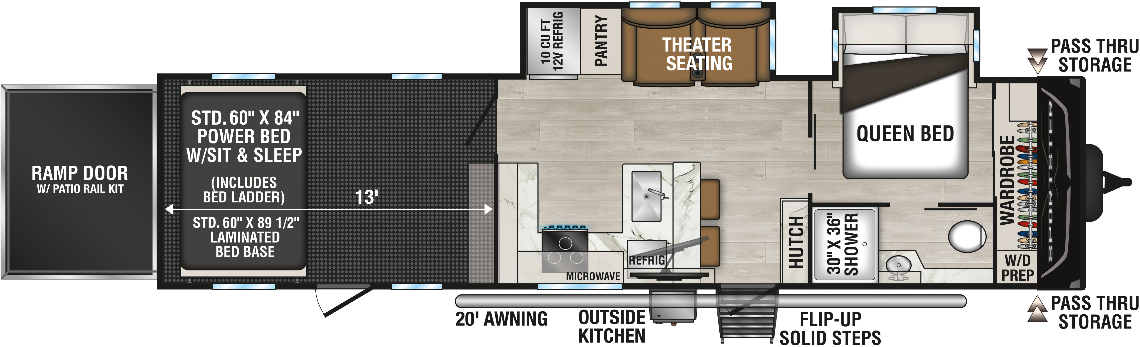 2026 KZ RV Sportster X 33X Travel Trailer Toy Hauler Floorplan