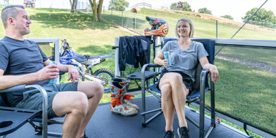 2026 KZ RV Sportster X 22X Travel Trailer Toy Hauler Exterior Lifestyle 1