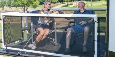 2026 KZ RV Sportster X 3411X Travel Trailer Toy Hauler Exterior Lifestyle 2