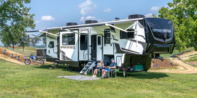 2026 KZ RV Sportster X 3411X Travel Trailer Toy Hauler Exterior Lifestyle 4