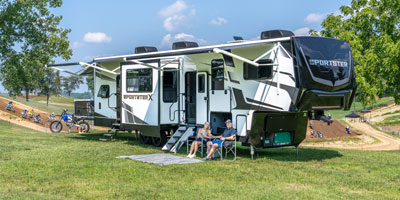 2026 KZ RV Sportster X 3411X Travel Trailer Toy Hauler Exterior Lifestyle 5