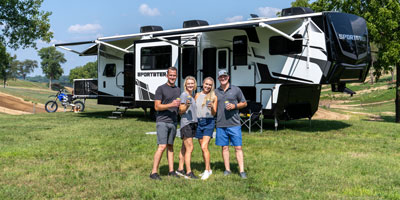 2026 KZ RV Sportster X 3411X Travel Trailer Toy Hauler Exterior Lifestyle 6