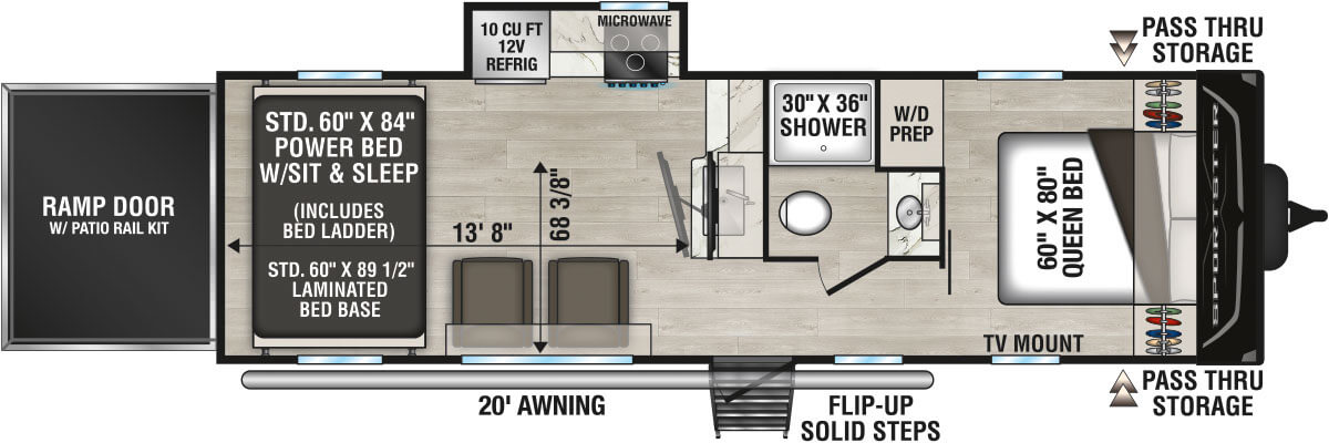 2027 KZ RV Sportster X 26X Travel Trailer Toy Hauler Floorplan