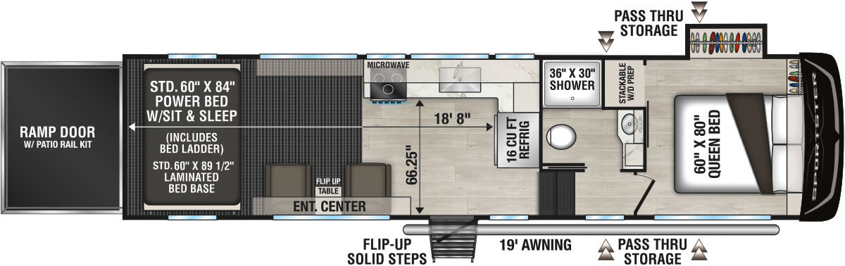 2027 KZ RV Sportster X 3018X Fifth Wheel Toy Hauler Floorplan