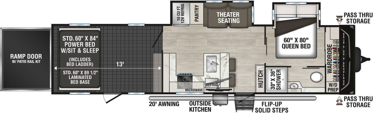 2027 KZ RV Sportster X 33X Travel Trailer Toy Hauler Floorplan