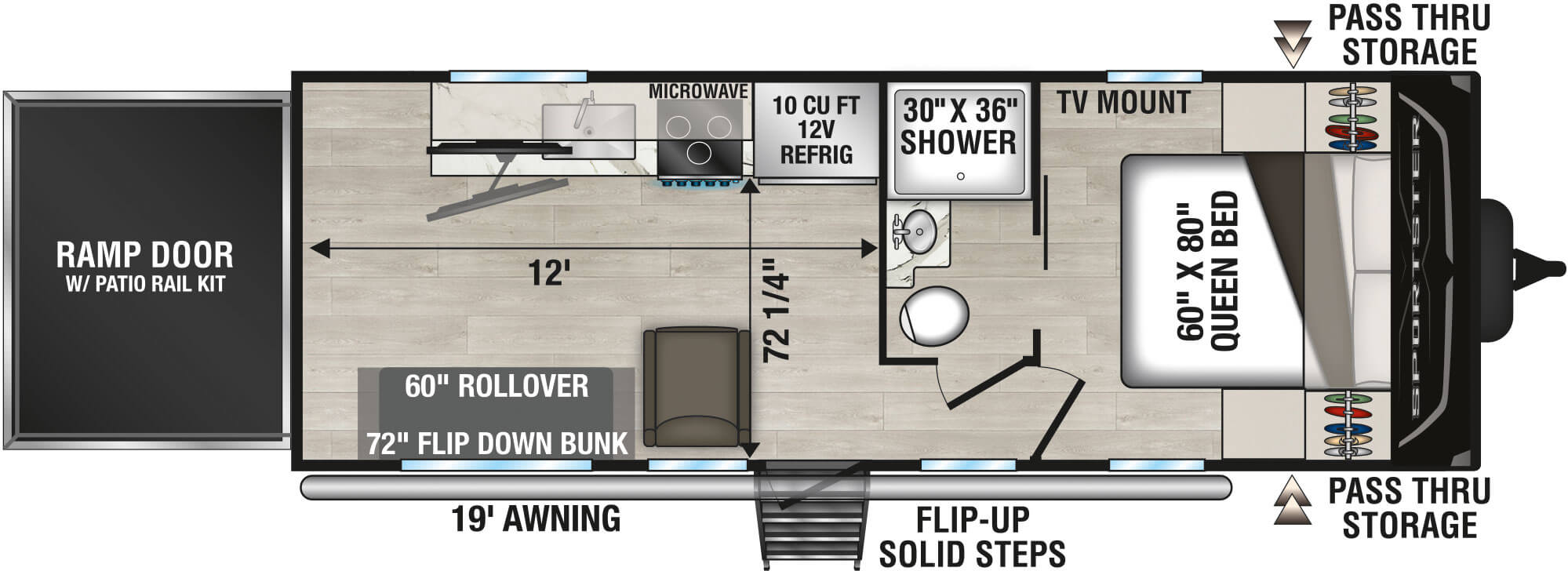 2027 KZ RV Sportster X 20X Travel Trailer Toy Hauler Floorplan
