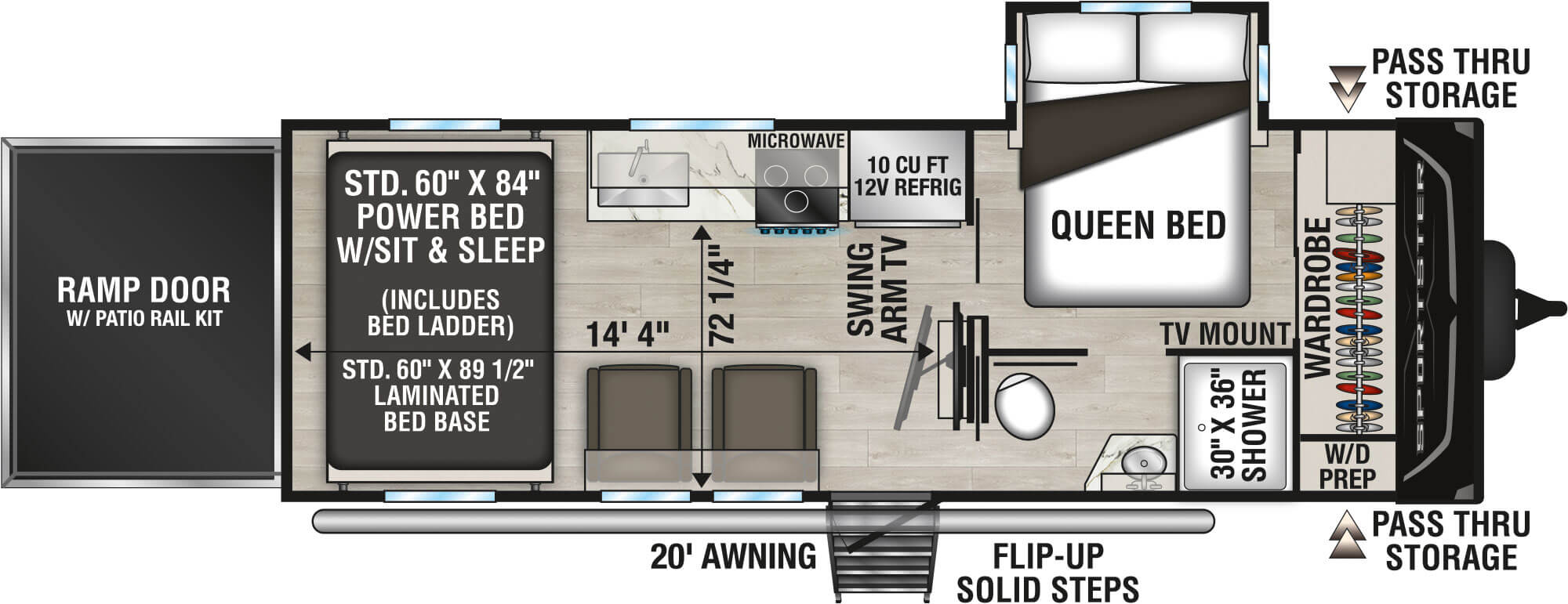 2027 KZ RV Sportster X 22X Travel Trailer Toy Hauler Floorplan