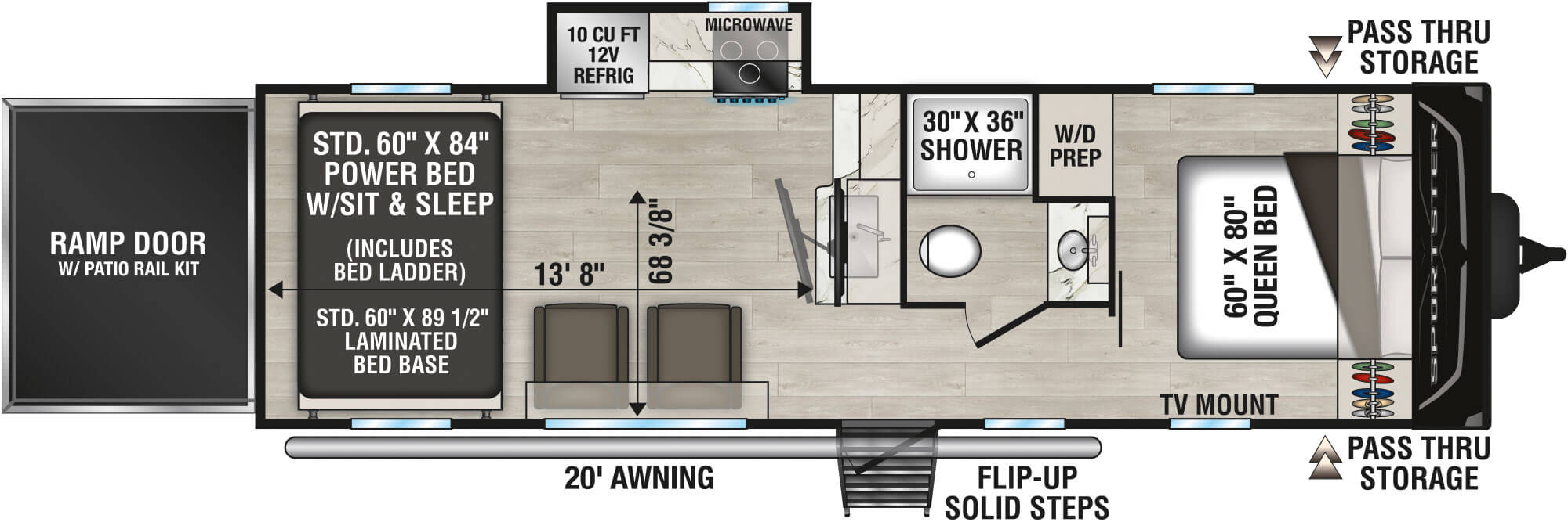 2027 KZ RV Sportster X 26X Travel Trailer Toy Hauler Floorplan