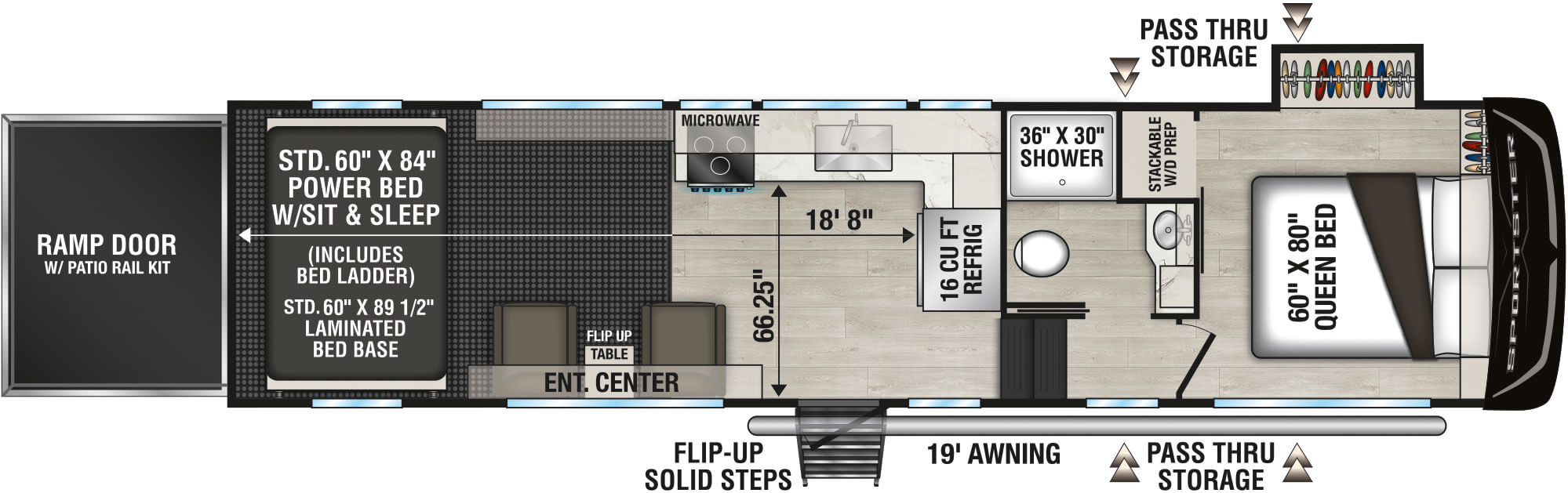 2027 KZ RV Sportster X 3018X Fifth Wheel Toy Hauler Floorplan