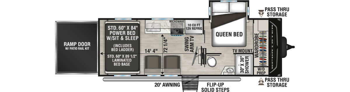 2027 KZ RV Sportster X 22X Travel Trailer Toy Hauler Floorplan