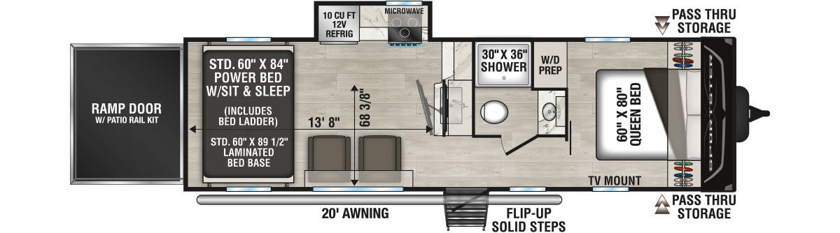 2027 KZ RV Sportster X 26X Travel Trailer Toy Hauler Floorplan