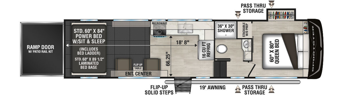 2027 KZ RV Sportster X 3018X Fifth Wheel Toy Hauler Floorplan