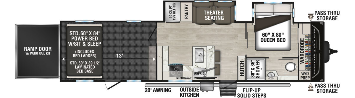 2027 KZ RV Sportster X 33X Travel Trailer Toy Hauler Floorplan