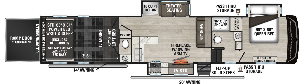 2027 KZ RV Sportster X 3914X Fifth Wheel Toy Hauler Floorplan