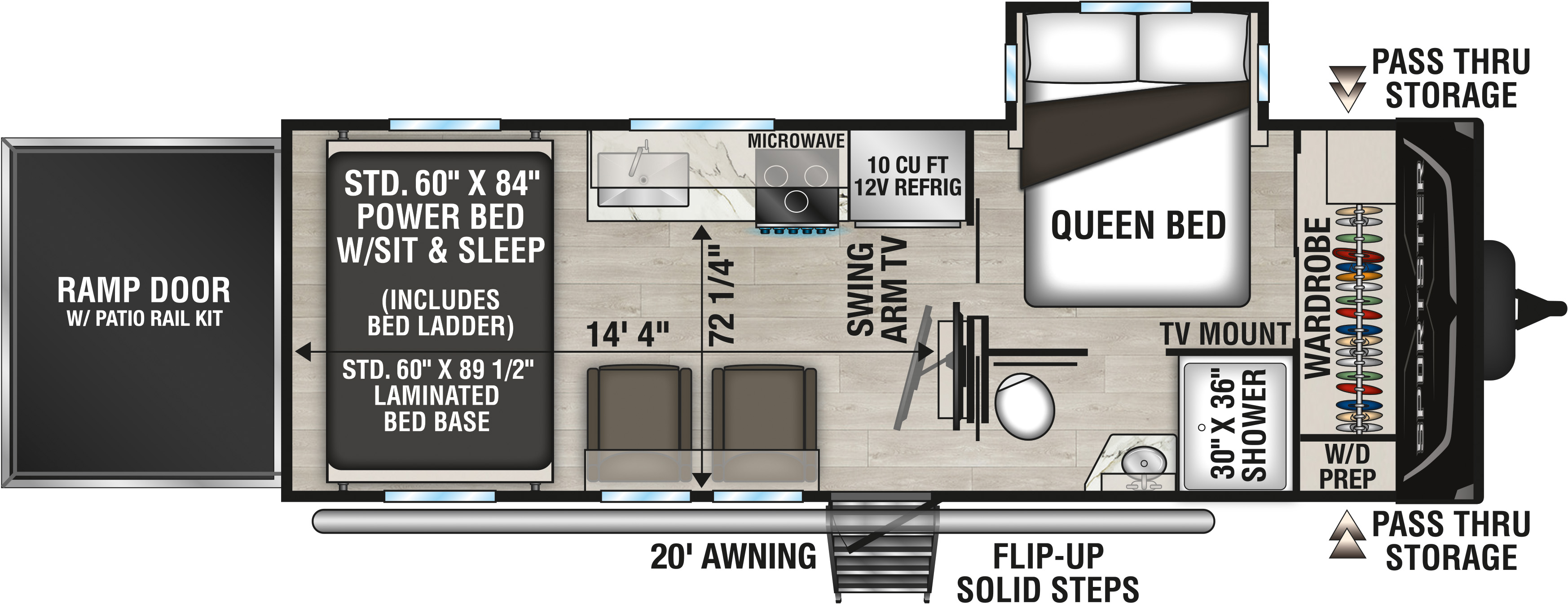 2027 KZ RV Sportster X 22X Travel Trailer Toy Hauler Floorplan