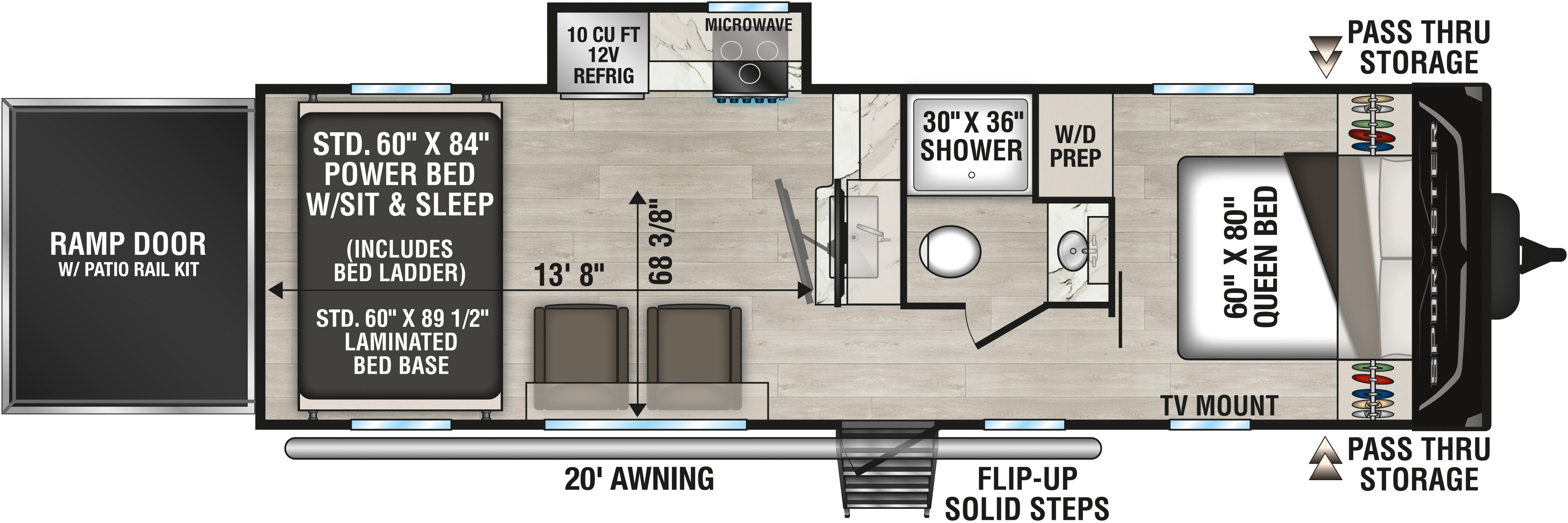 2027 KZ RV Sportster X 26X Travel Trailer Toy Hauler Floorplan