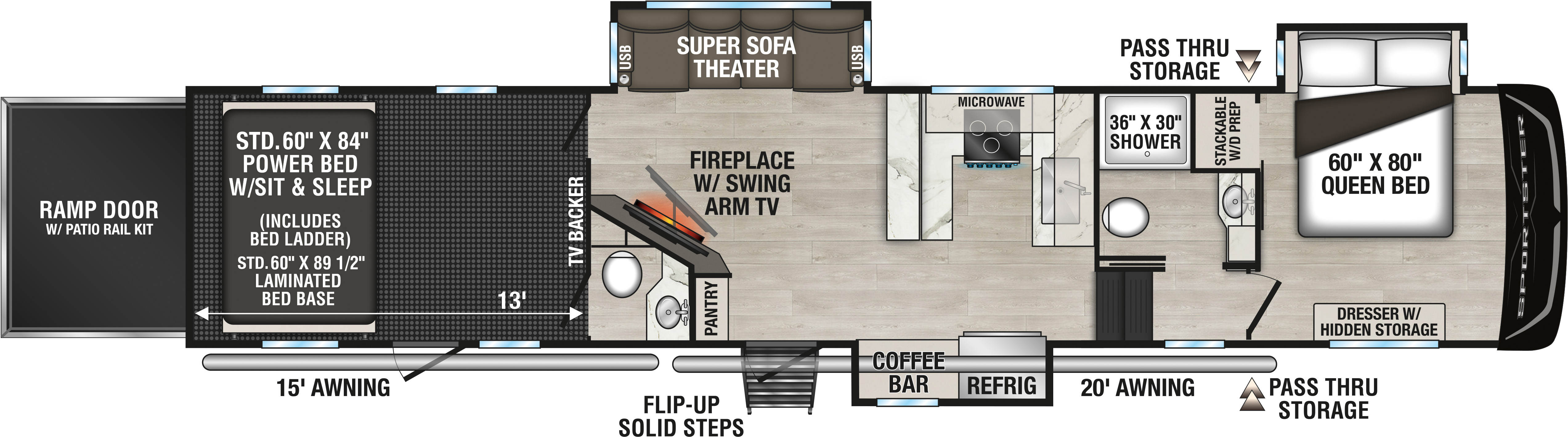 2027 KZ RV Sportster X 3813X Fifth Wheel Toy Hauler Floorplan