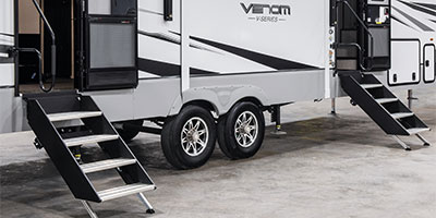 2023 KZ RV Venom V-Series V3313TK Fifth Wheel Toy Hauler Exterior Steps